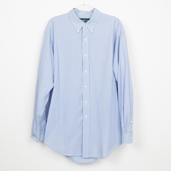 Ralph Lauren Yarmouth Button‎ Down Shirt Gingham Check Long Sleeve Mens 17 34/35 - Picture 1 of 10